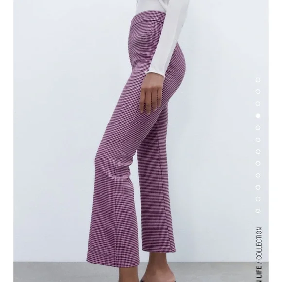 “Last one”ZARA HOUNDSTOOTH MINI FLARE PANTS - Picture 6 of 12